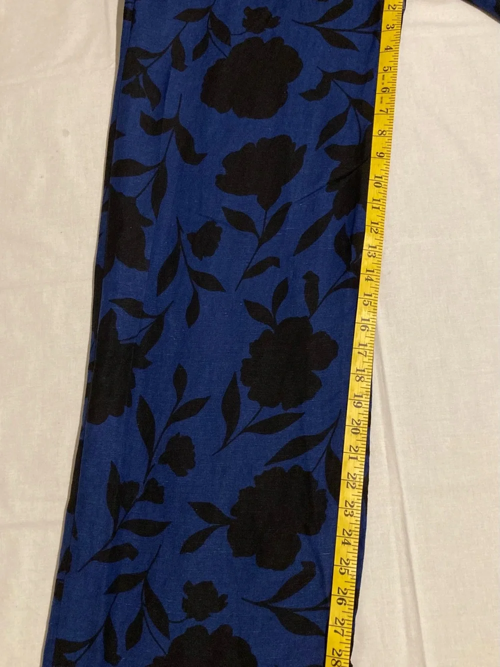 Kate Spade Navy Blue Black Floral One Shoulder Bow Jumpsuit Size 00 Linen Blen